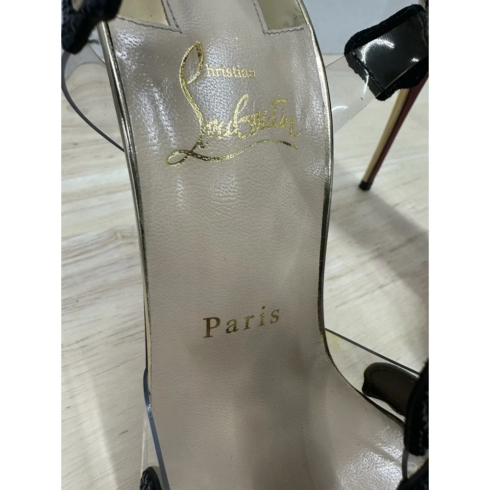 Christian Louboutin Size 39.5 Parsemis Crystal Embellished T-Bar Sandals - Picture 8 of 12